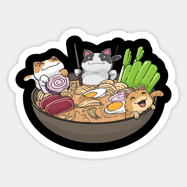 Ramen Cats Kawaii Sticker by KAWAIITEE